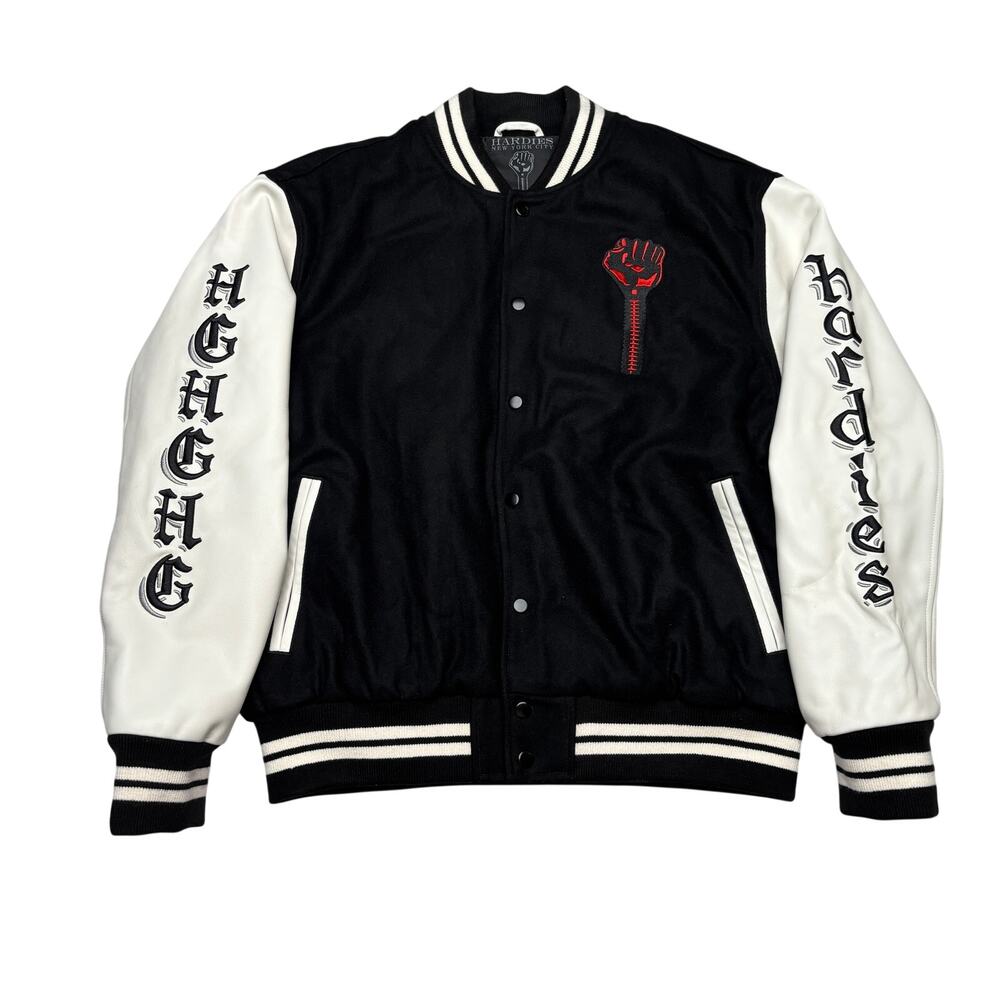Hardies Hardware Bully Varsity Jacket Men's Large Leather Wool Pitbull Boxy